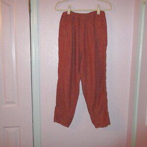 Anthropologie Hei Hei Linen Pants Size XS Pull On Pockets High Rise Pleated Crop